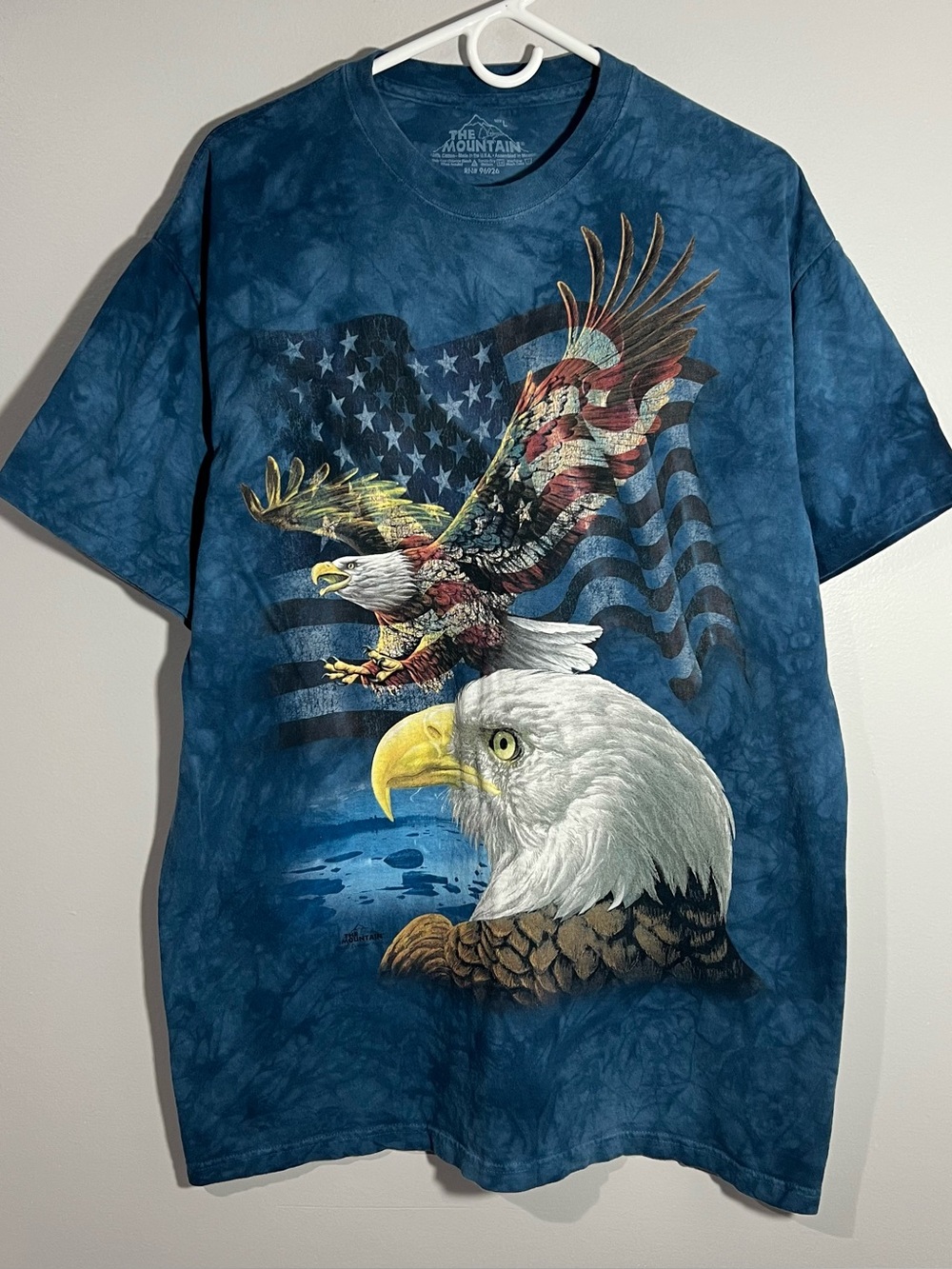 2011 The Mountain Bald Eagle USA Flag Blue Short Sleeve T-Shirt Mens Large